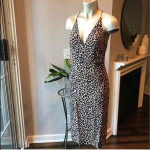 Topshop midi leopard 90s print slip dress